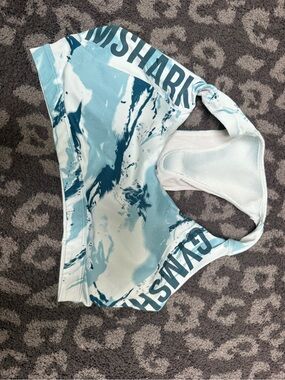 Gymshark Light Blue & Navy Marble Racerback Sports Bra